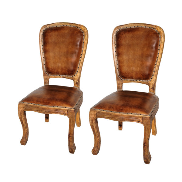 Wade Logan® Aryhanna Genuine Leather Upholstered Dining Chair & Reviews Wayfair